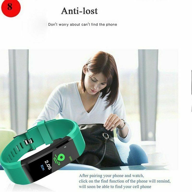 115 plus smartwatch mænd kvinder pulsmåler blodtryk fitness tracker smartwatch sportsur til ios android