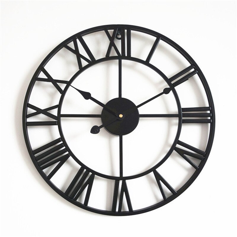 Europæisk stil vintage stort vægur jern romertal tal stille ur til stue undersøgelse kontor boligindretning hjemmet ur: 246- sorte