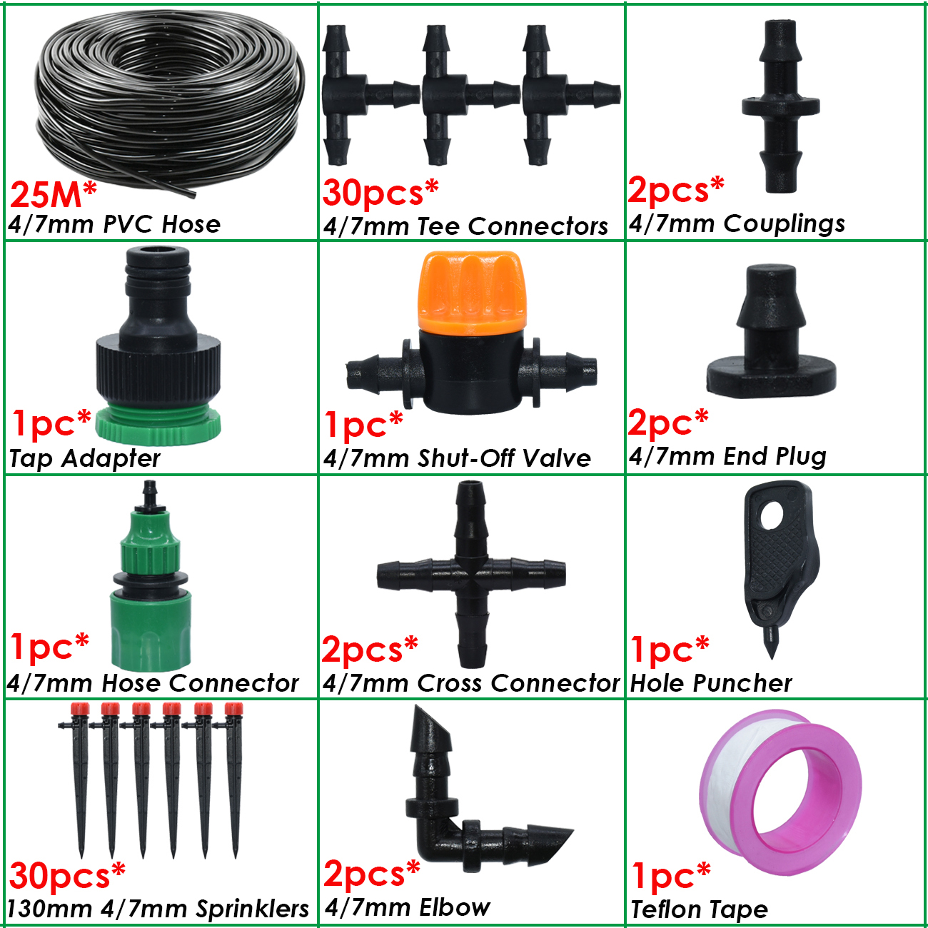 KESLA Garden Drip Irrigation System Adjustable Sprinkler Drippers 1/4'' Hose Ball Valve Timer Watering Flowers Lawn Greenhouse: PURPLE