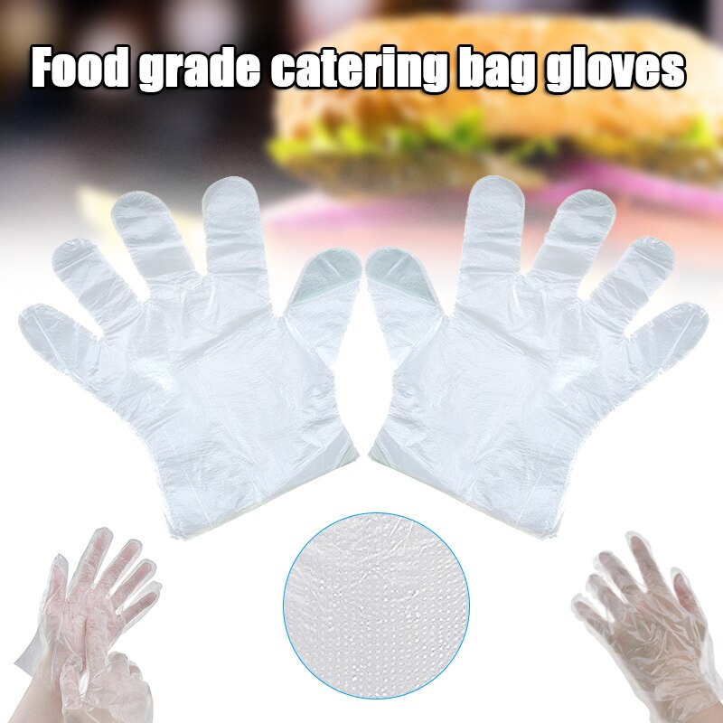 100Pcs Wegwerp Voedsel Prep Handschoenen Plastic Food Grade Transparante Veilig Handschoenen Voor Koken Eten Handling Keuken Bbq DIN8