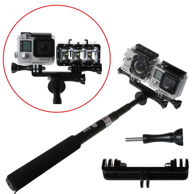 Double Dual Bracket Tripod Holder Sport Camera Handle with Screw Mount Adapter for Gopro Hero 10/9/8/7/6/5/4