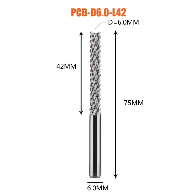 Vhm Corn End Mill Frees Bits D0.8, 1.0, 1.6, 1.8, 2.4, 3.1 Pcb End Mill Cnc Snijden Frezen: 1pc-D6.0-42-D6
