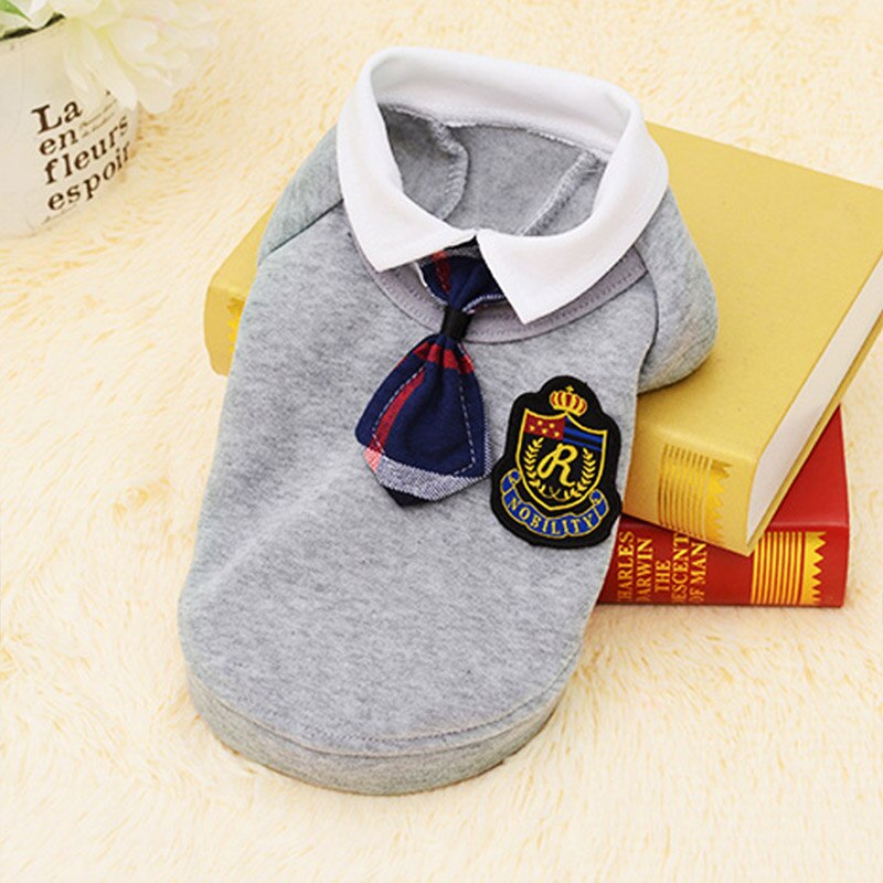 Couple Pets Dogs Clothing Bulldog Chihuahua Puppy Outfit Dog Uniform Dog Costume Formal Pet Clothes For Dogs Cat Pug Ropa Perro: Gray Shirt / XL