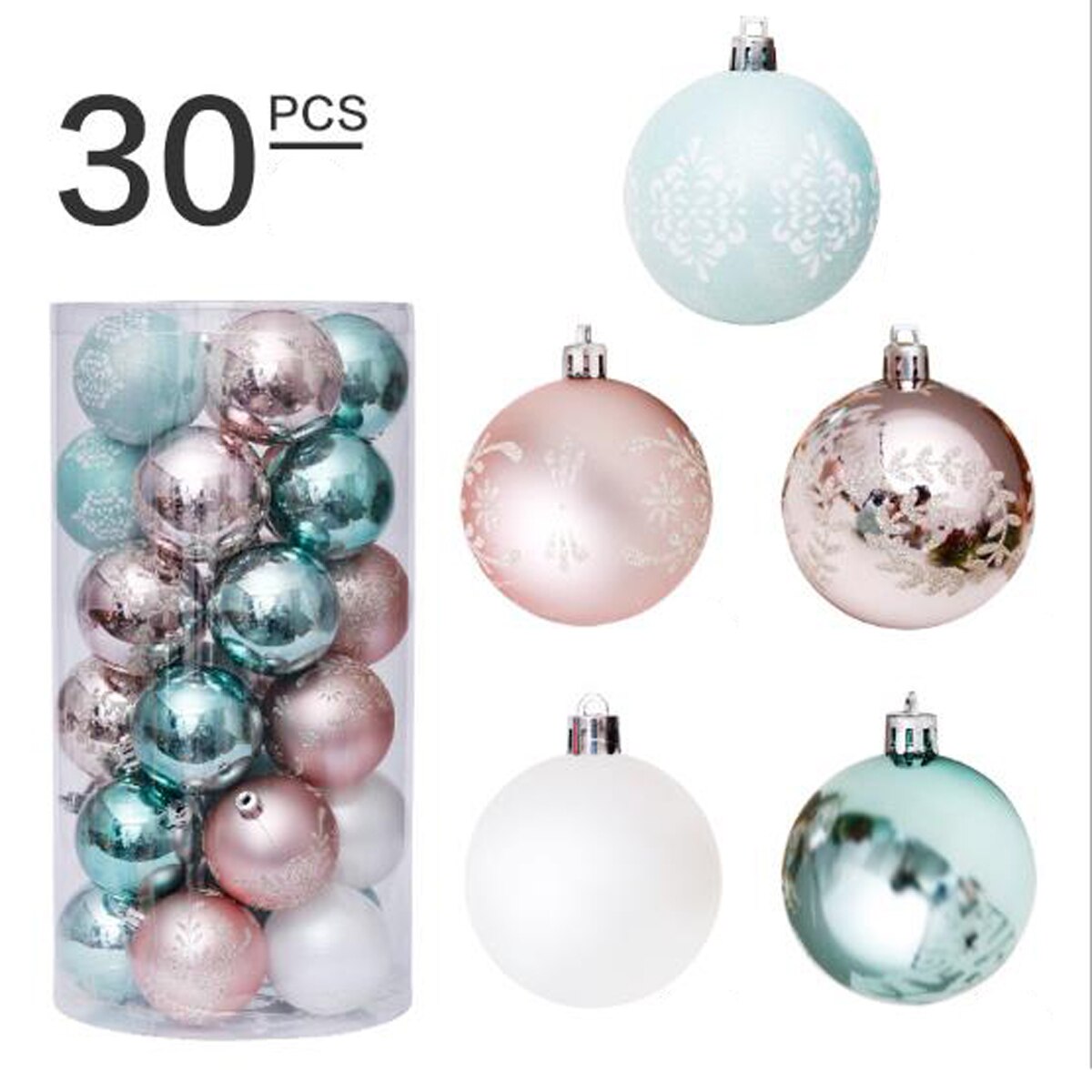 Ornamentos de plástico transparente para bolas, 6 cm, 30 peças, cor de bola de natal, decoração para casa, festa, mercado de natal, pingente de árvore: 4