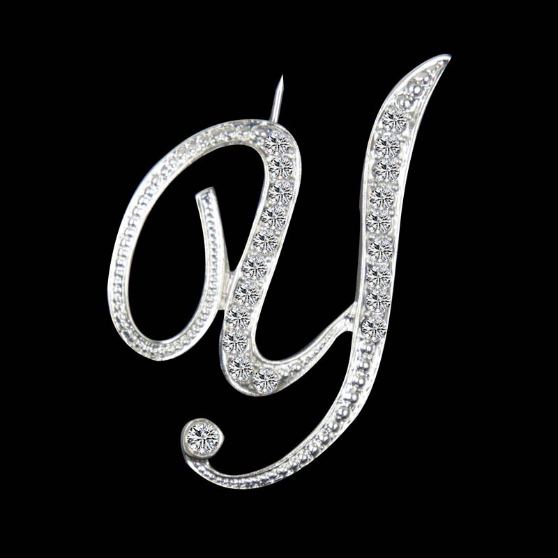 Rhinestone Crystal Broches Beginletter Broche A-S revers Spelden en Broches Clip Naam Sieraden Voor Vrouwen Mannen Wedding