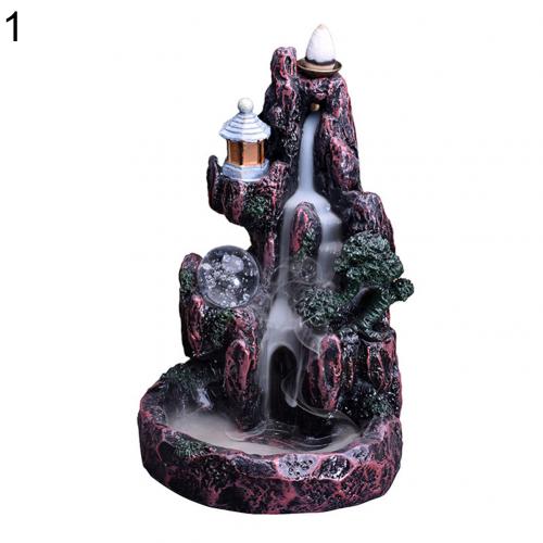 Resin LED Backflow Censer Diffuser Backflow Incense Burners Holder Buddhist Zen Censer Home Decor Incense Cones Waterfall decor: 1