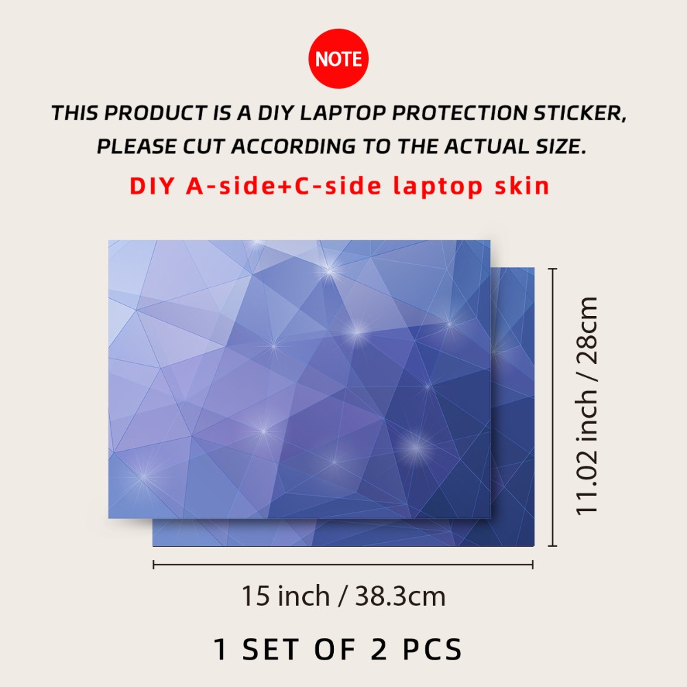 Naklejki DIY na laptopa 15 cali, wodoodporne nakładki na notebooka, strona A+C, skórka na Macbook / HP / Dell / Lenovo / Acer: Niebieski