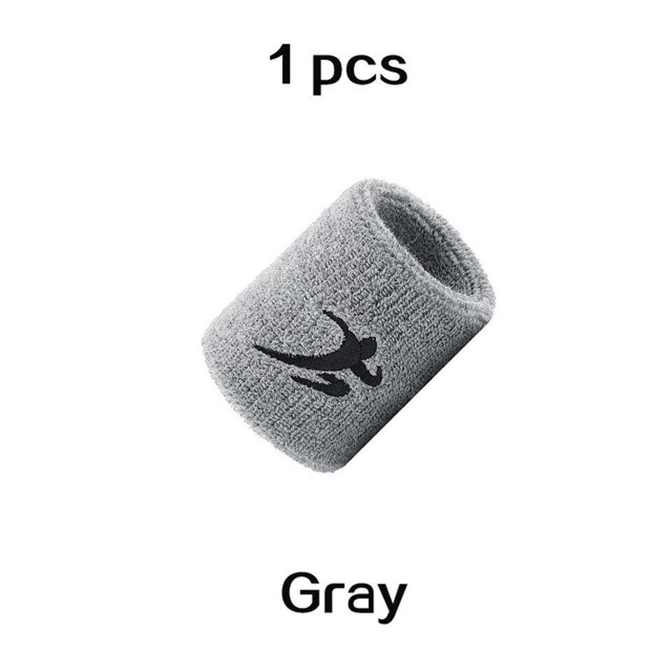 GOBYGO Cotton Elastic Wristbands Gym Fitness Gear Support Power Weightlifting Wrist Wraps for Basketball Tennis Badminton Brace: 1PCS Grey