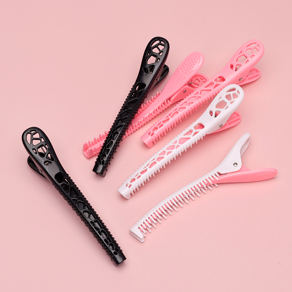 Pinzas para el cabello de cocodrilo, pinzas de peluquería, pinzas huecas, horquilla con cinturón dentado para peluquero, herramientas de estilismo de salón de agarre fuerte