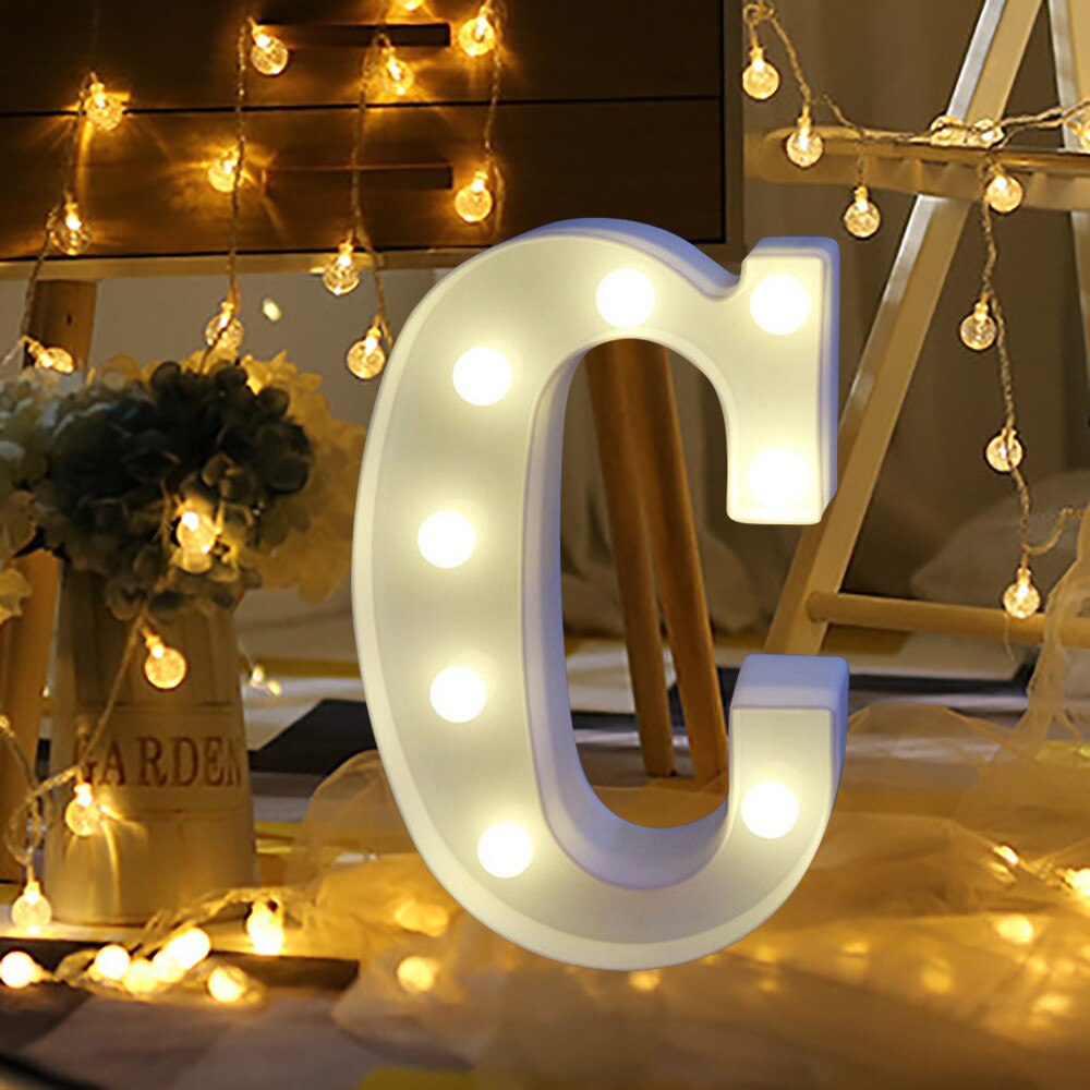 Soft warm glow wall hung or free standing Alphabet Letter Lights LED Light Up White Plastic Letters Standing Hanging A-M &: C