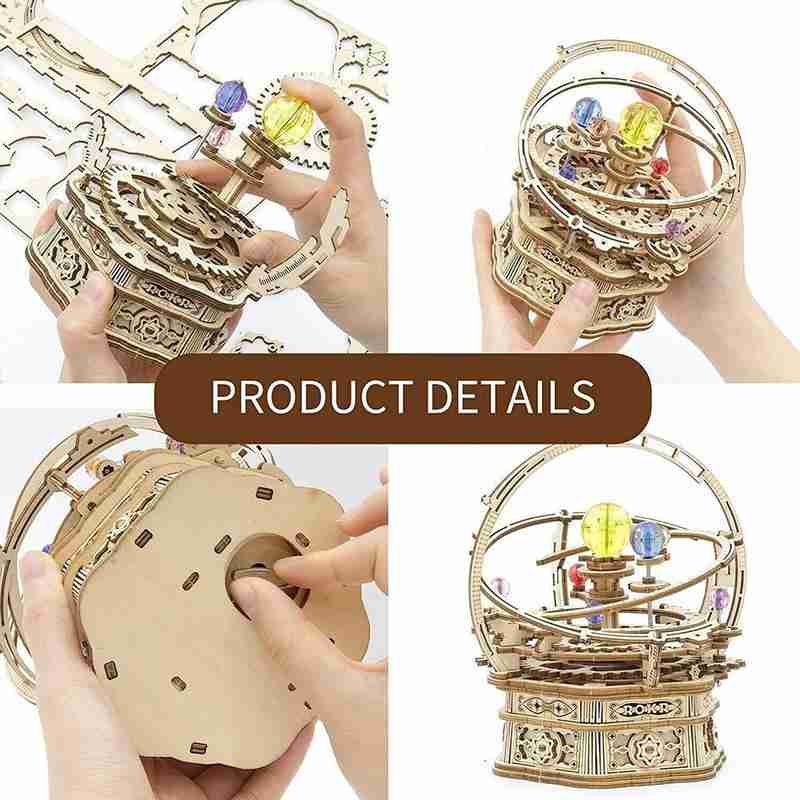 Music Box Handcraft Table Top Ornaments Music Assembled Box Box Music Model Mechanical DIY Wooden K0U9