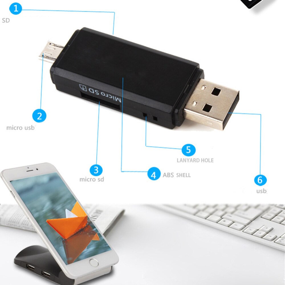 Alles-in-één geheugenkaartlezer otg micro sd/sdxc tf kaartlezer usb 2.0 mobiele kaartlezer voor pc laptop computer