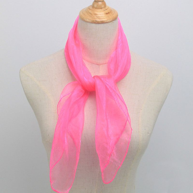 60x60CM Unisex Sailor Glitter Silky Square Neck Scarf Candy Color Lady Ribbon Handkerchief Dance Sheer Tulle Head Wrap 12 Colors