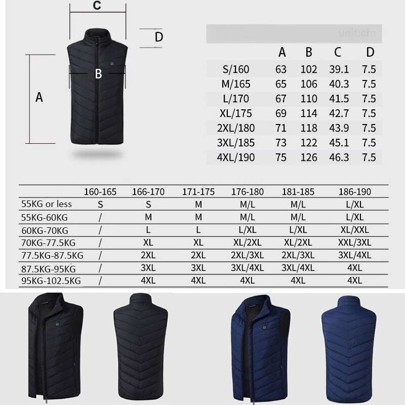 Chaleco calefactable con USB para hombre y mujer, ropa térmica de calefacción, chaqueta de refrigeración de invierno, Chaleco de pesca sólido, Chaleco Nerf, Chaleco Gilet choffer,