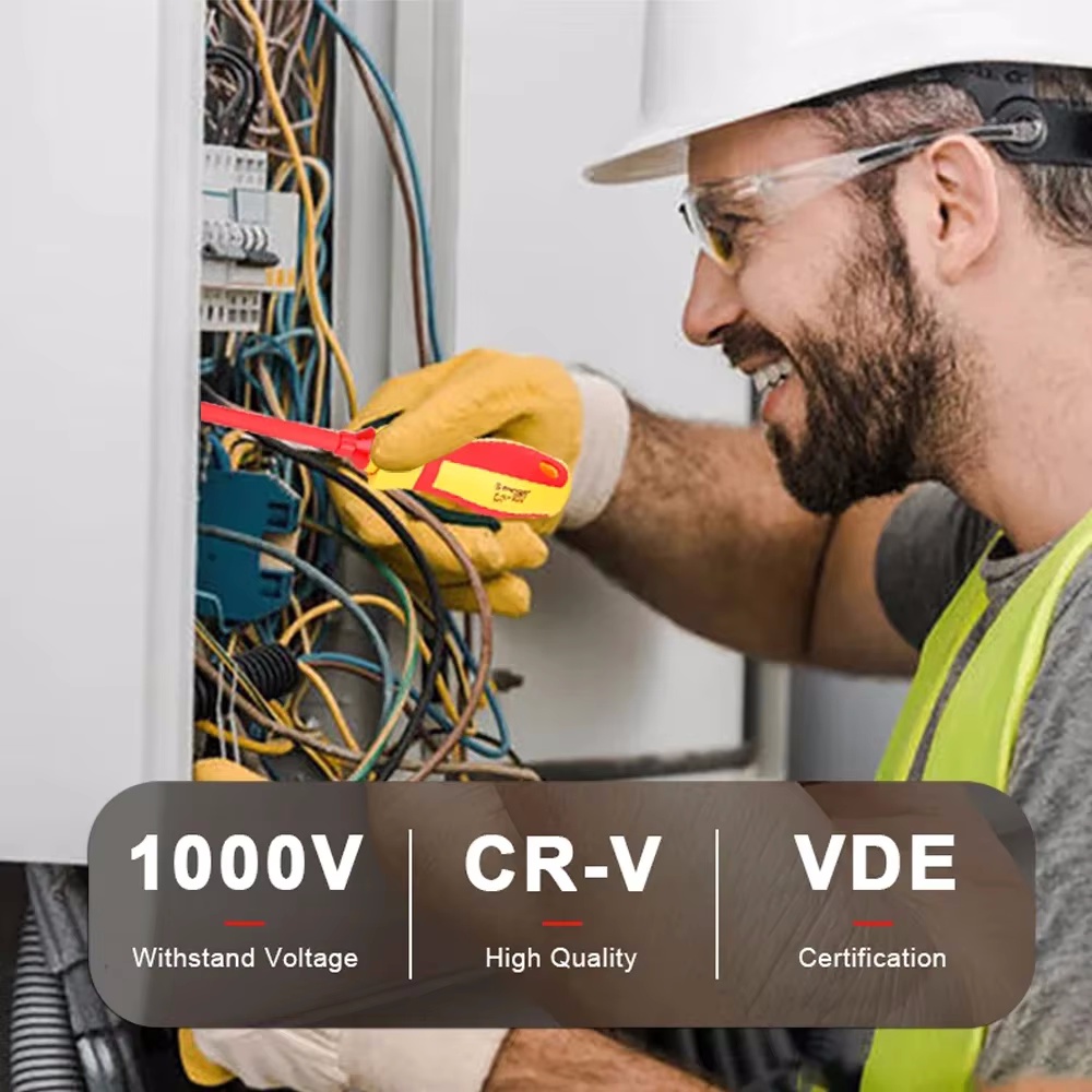 Kit de herramientas de reparación de electricista, juego de destornilladores aislados intercambiables de 1000V con puntas ranuradas magnéticas, 13 Uds./8 Uds.