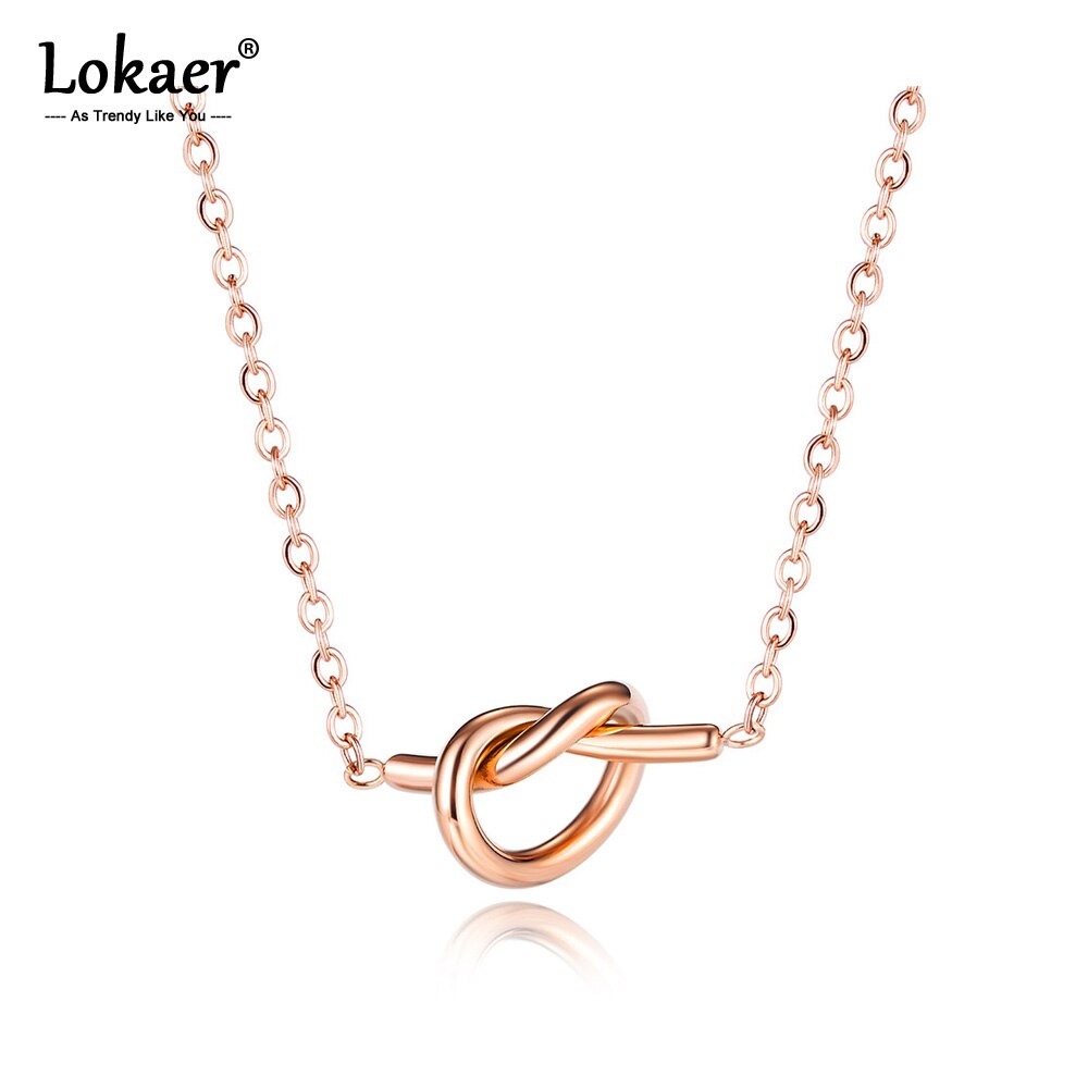 Lokaer titânio aço inoxidável moda nó pingente colares rosa ouro design original charme gargantilha colar para mulher n17091