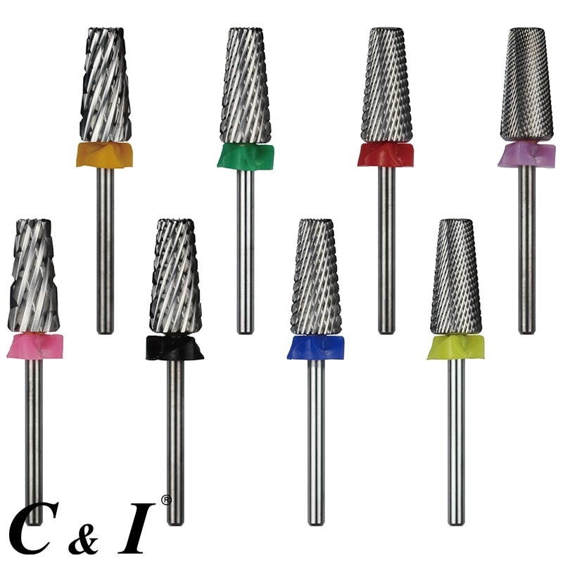 5 En 1 taladro de uñas de forma cónica multifunción, Cross Teeth Edition, broca para máquina de manicura de uñas