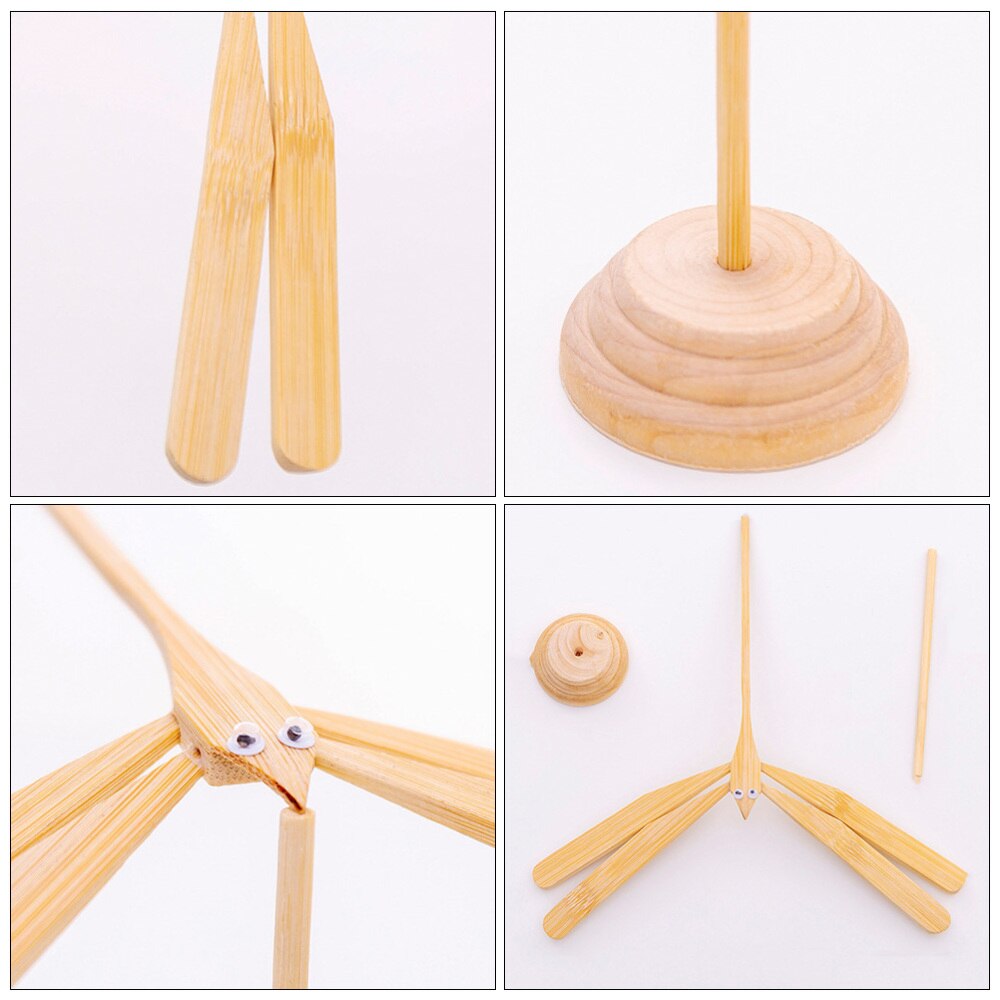2pcs Bamboo Dragonfly Toys Balance Educational Prop (Wood Color)