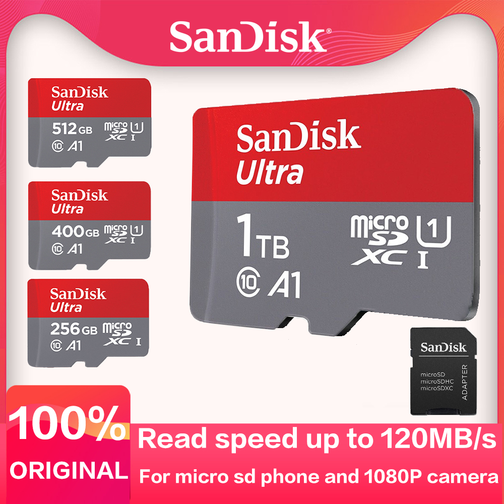 Sandisk Micro Card 512Gb Tf Card 16Gb 32G 64G 256Gb 400Gb 128Gb Klasse 10 U1 Carte Sd Usb Flash Geheugenkaart 64Gb Microsd 120 M/s