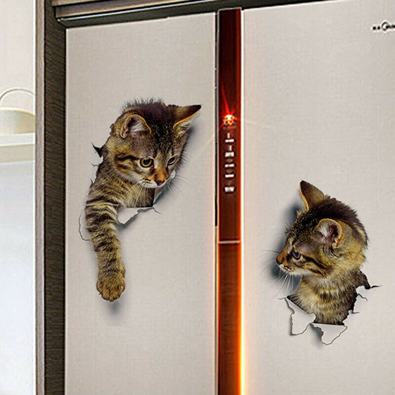 Verwijderbare Diy 3D Kat Wc Decals Badkamer Art Vinyl Wc Stickers Home Decor Muursticker
