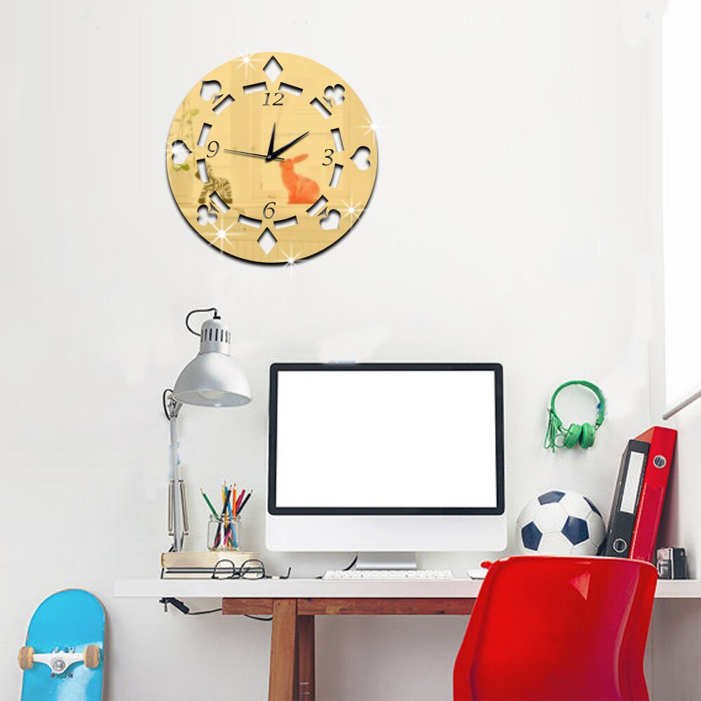 Decorate Home playing cards clock art wall mirror sticker decoration Decals mural painting Removable Decor Wallpaper LF-1100