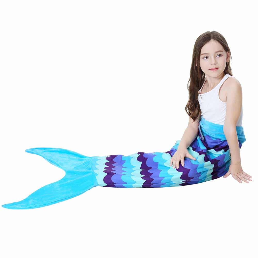Mermaid Fish Tail Blanket Polar Fleece Wearable Portable Mermaid Blankets For Children Girl Kids On Bed Throw Plaid Blanket: Color 8