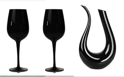 Decantador de vino negro sombreado copa de vidrio sin plomo copa de vino grande Copa creativa decoración de estante de vino: 1