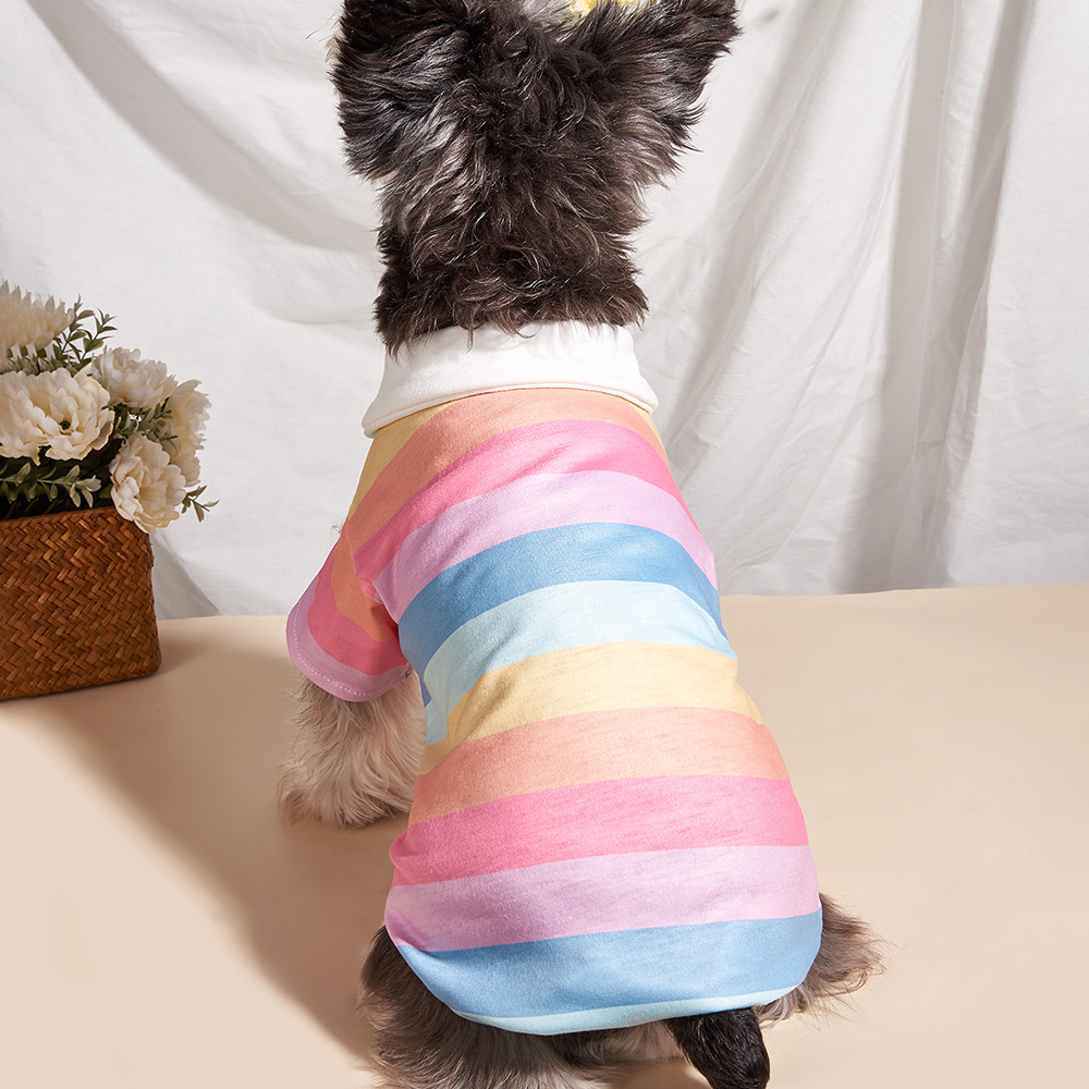 Polo deportivo a rayas para cachorros, ropa para mascotas de primavera y otoño para perros pequeños, jerséis de Bichon maltés Schnauzer, ropa para mascotas