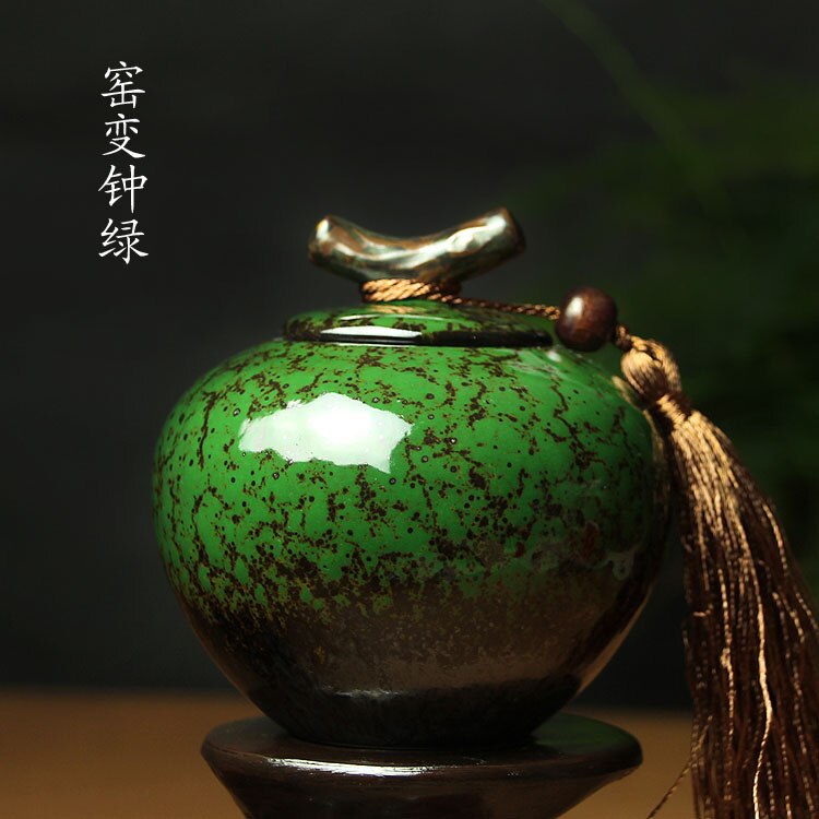 Ceramic tea pot, Jun kiln, sealed storage tank, exquisite Mini tea caddy, pottery tea jar, special food tank