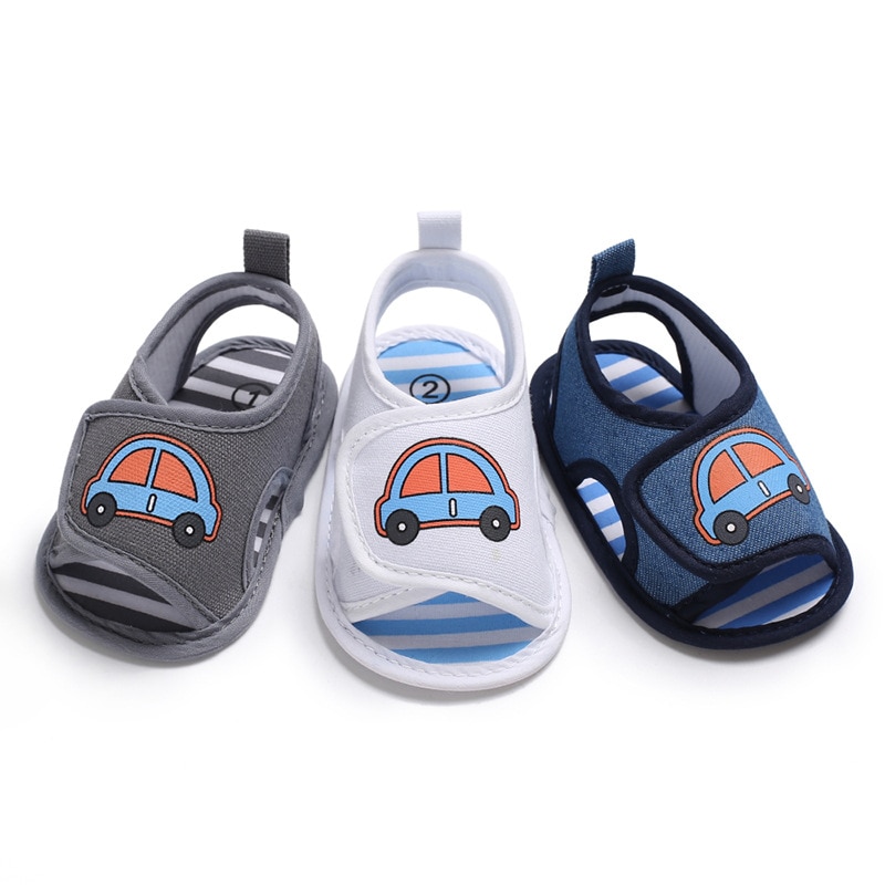 Silicone Car Children Shoes Summer Canvas Unisex Low Tube Toddler Shoes Baby Sandals Newborn Boy for 1-4 Years Old