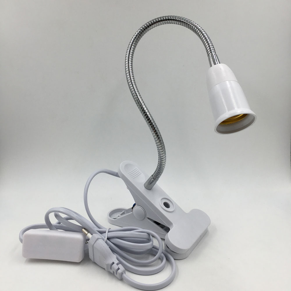 360 grader fleksibel lampeholder klips  e27 sokkel med av/på bryter eu plugg bruk som enkel skrivebordslampe til ledet vokselys  e27 lampe