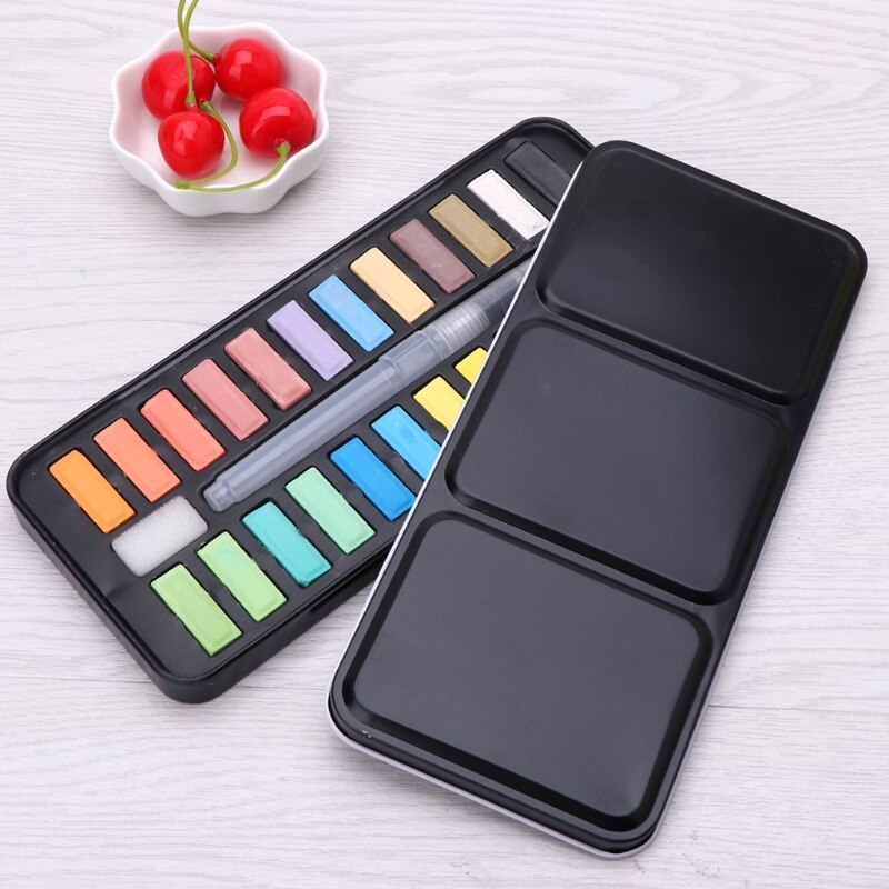 12/18/24 Solid Watercolor Paint Set Portable Drawing Brush Art Painting Supplies P9YB