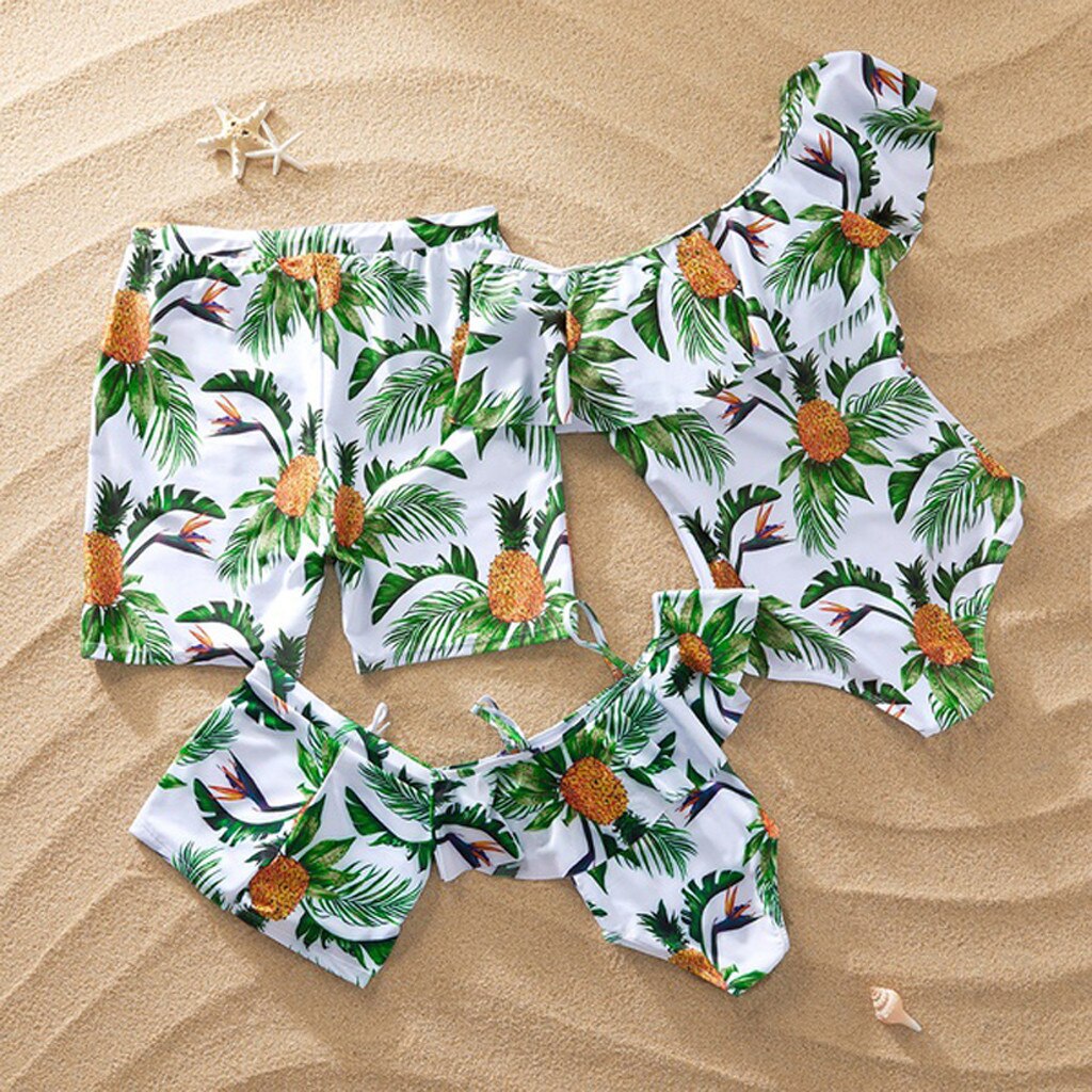 Child boy's parent-child swimwear pineapple print beach pants Bikini Swimwear Swimsuit Beach Shorts Suit Beachwear#G35