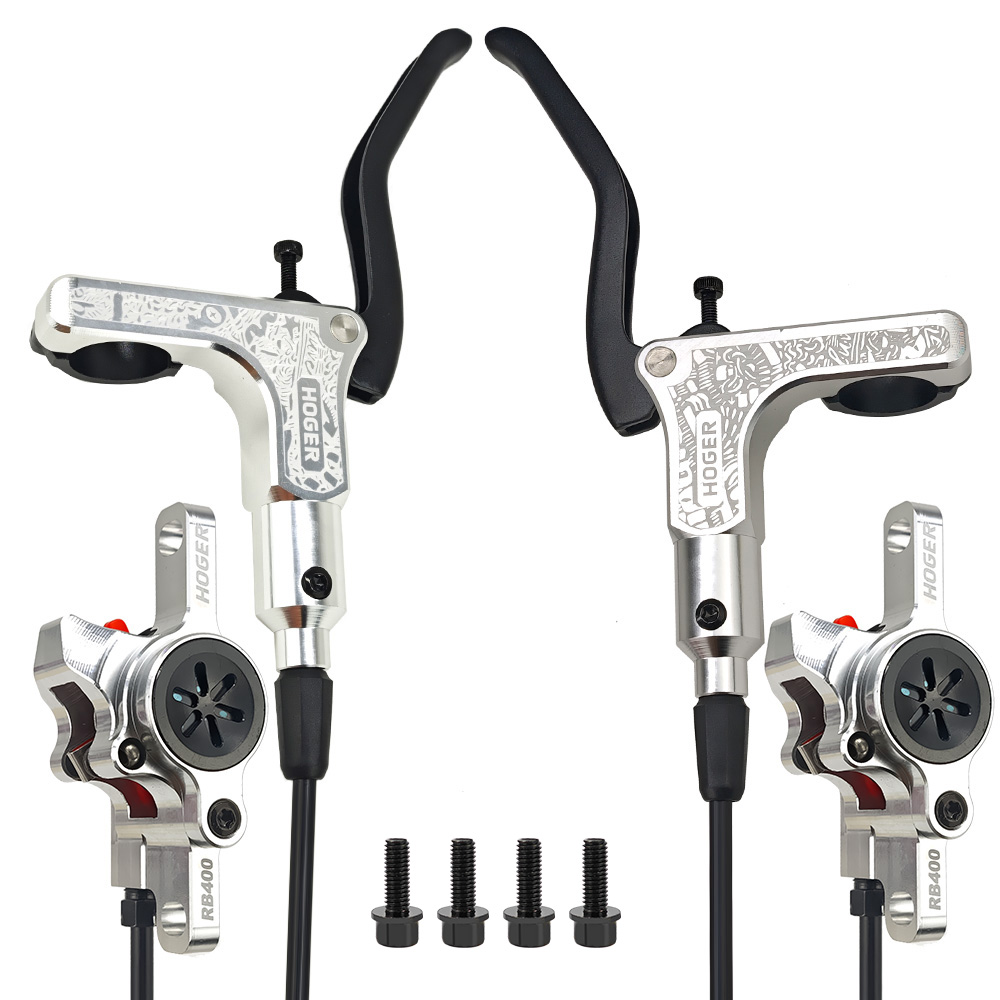 HOGER MTB Fahrrad Hydraulische Scheibenbremse Set 160mm Rotoren Öl Bremssattel Platte Vorne Hinten Mountainbike Klemme 22,2mm Griff EINE Säule: Black
