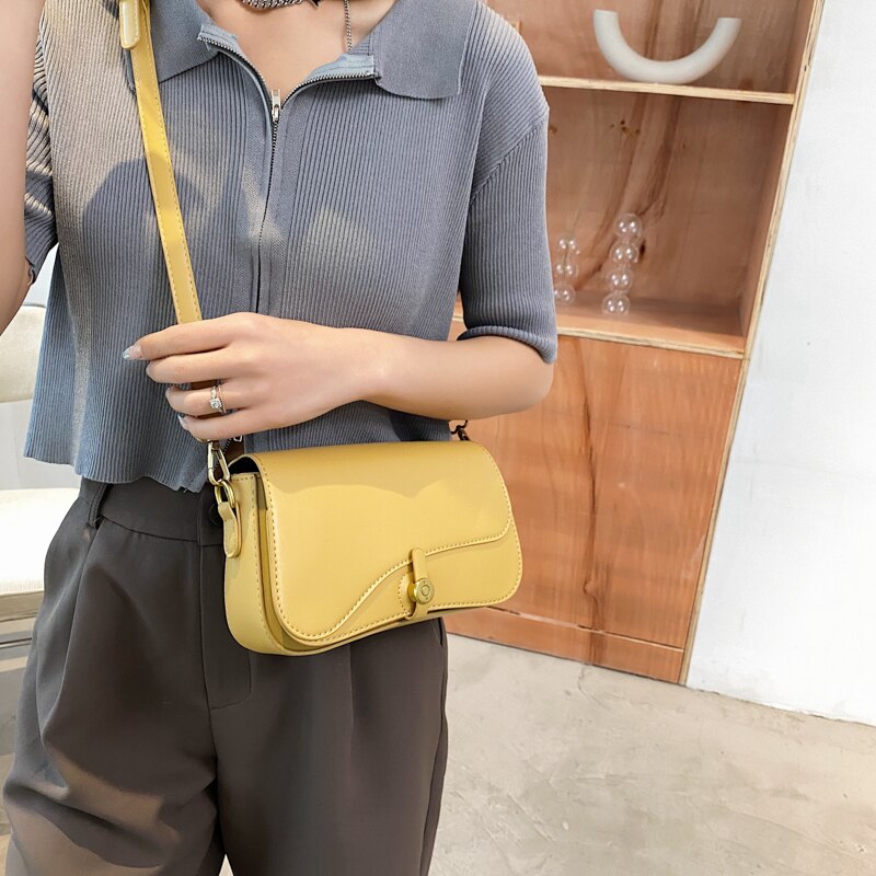 Vrouwen Tassen Trendy Koreaanse Mode Zomer Dames Schoudertas Verse Effen Kleur Dagelijkse Shopper Vrouwelijke Cross Body Bag geel