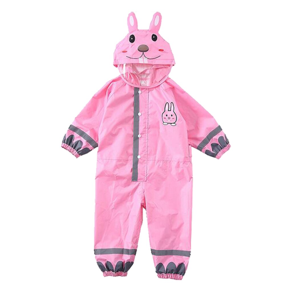Conjoined Rain Coat Hooded Portable for Toddler Summer Rainwear Waterproof: pink L