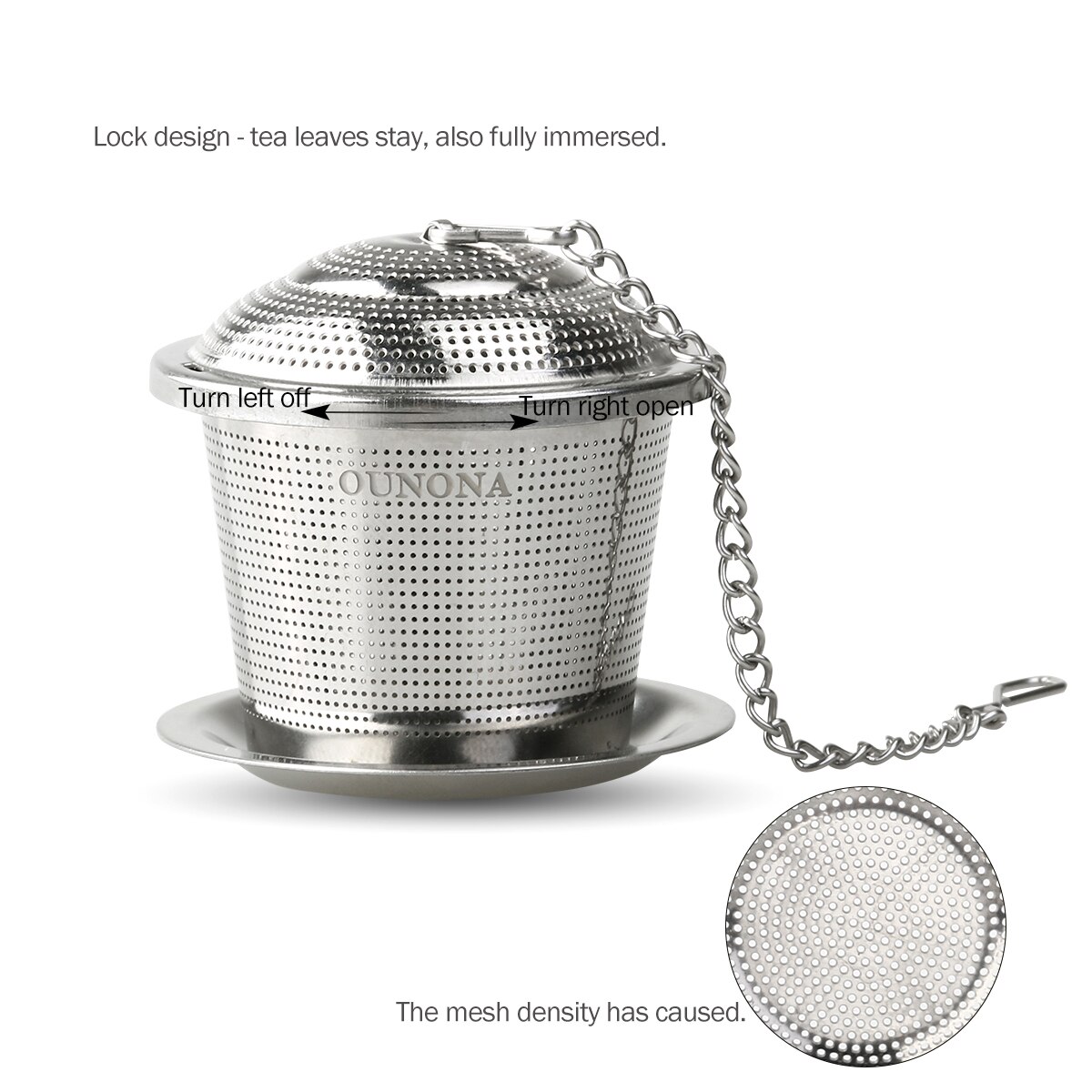 OUNONA Loose Leaf Tea Infuser with Tea Scoop and Drip Trays Ultra Fine Stainless Steel Strainer &amp; Steeper