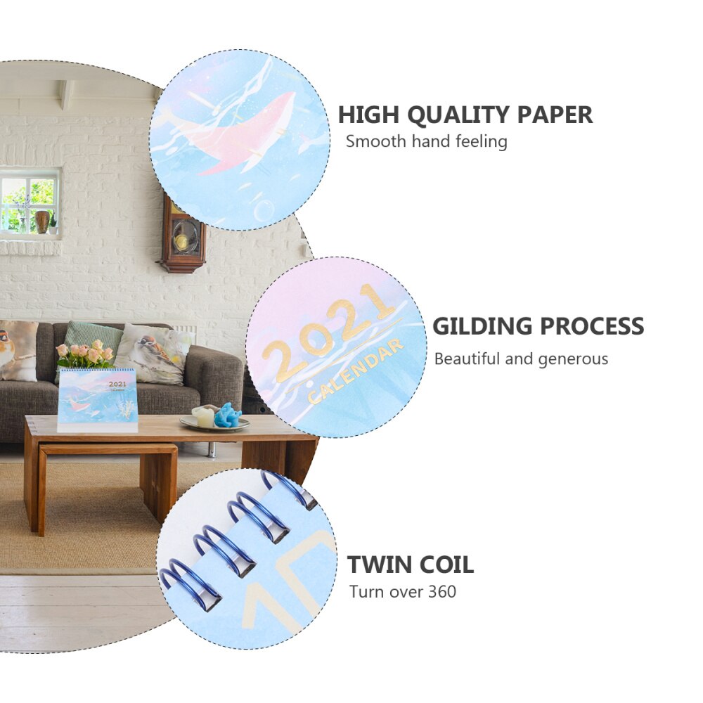 1 Set Simple Unique Chic Tabletop Calendar Desk Calendar for Home Inside Indoor