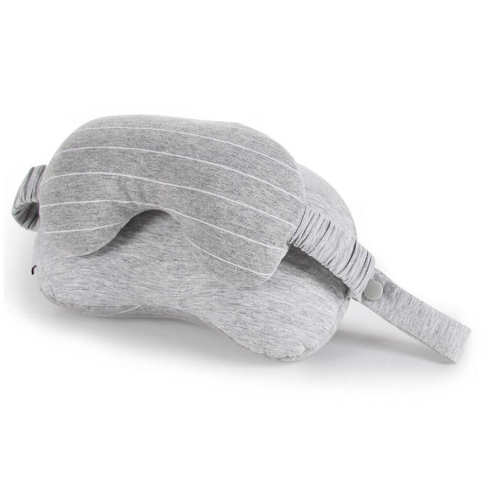 2 In 1 Multi-Functionele Reizen U-Vormige Hals Kussen Met Slapen Schaduw Oogmasker Blinddoek Office Home dutje Zacht Kussen: Light Grey