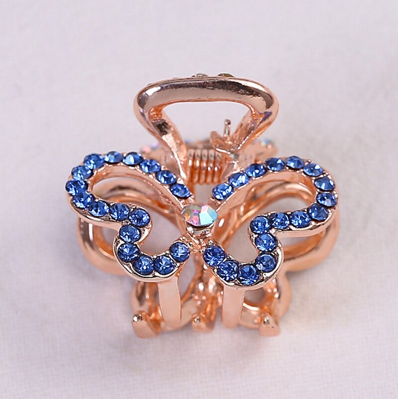 CZ Crystal Hairpin For Women Golden Alloy Hollow Out Heart Hair Claw Crown Rhinestome Crabs For Hair Mini Butterfly Hair Claw