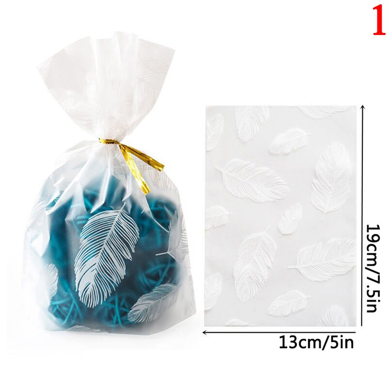 50Pcs Plume Plastic Bag Cookie Candy Bags Wedding Birthday Favors Birthday Party Snack Bag Packaging: N1