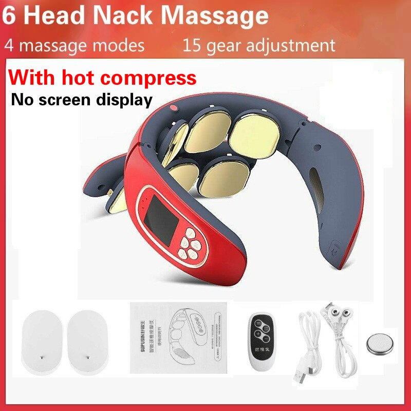 Electric Neck Massager 6 Head Intelligent Wireless Cervical Massagers Heating Vibration Massage Health-Care Pain Relief: Type 6