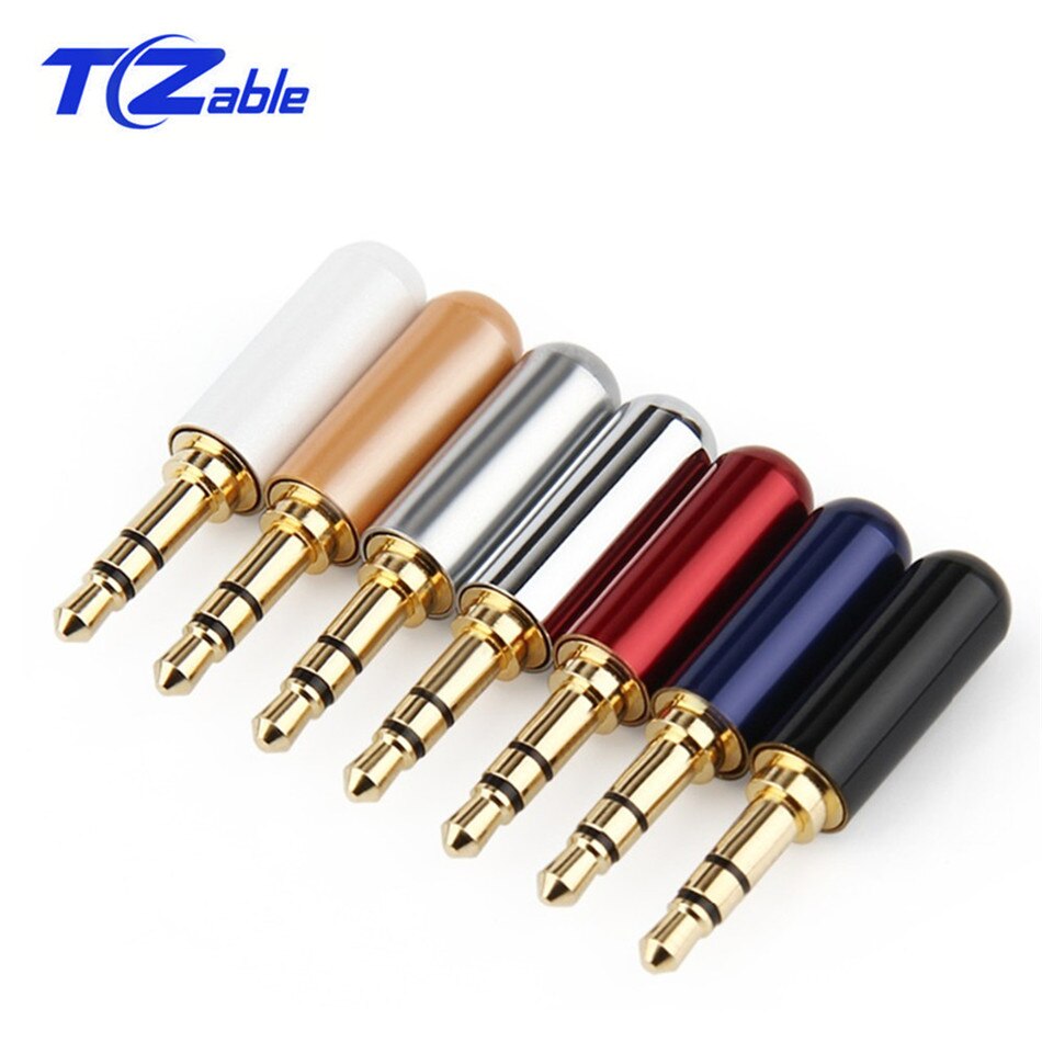 3,5mm Jack Audio Stecker Anschlüsse 3 Pole Solder Lautsprecher Stecker Für Upgrade Kopfhörer Kabel 7 Farben Gold Überzogene