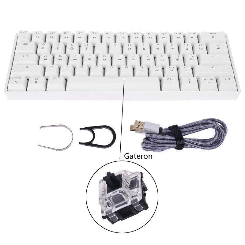 Pre-order GK61 SK61 61 Key Mechanical Keyboard USB Wired LED Backlit Axis Gaming Mechanical Keyboard For Desktop: WGateronBK