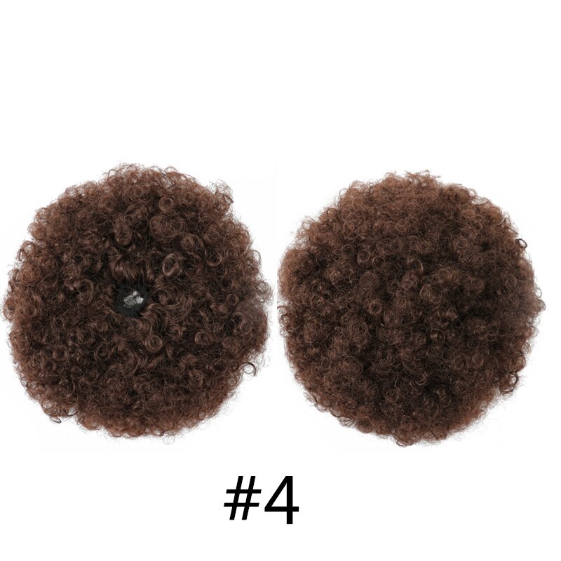 WonderLady Ombre Afro Ponytail Synthetic Puff Curly Chignon Drawstring Ponytail Hairpiece Hair Bun Extension Updo Short Large: #4