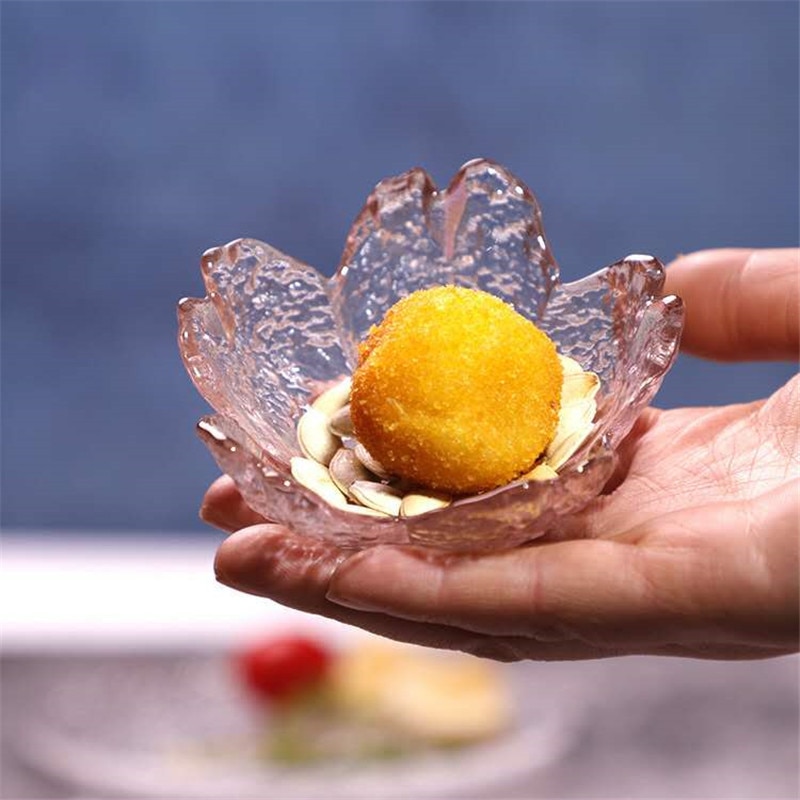 6Pcs Sakura Dish Japanese-style Glass Small Dish Small Salad Plate Dried Fruit Plate Dessert Plate Dumplings Dish Wedding