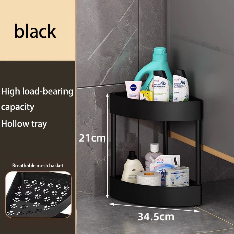 Bathroom Shower Gel Corner Rack Multi-layer Mobile Storage Rack Living Room Snack Rack Debris Kitchen Storage Shelf: black