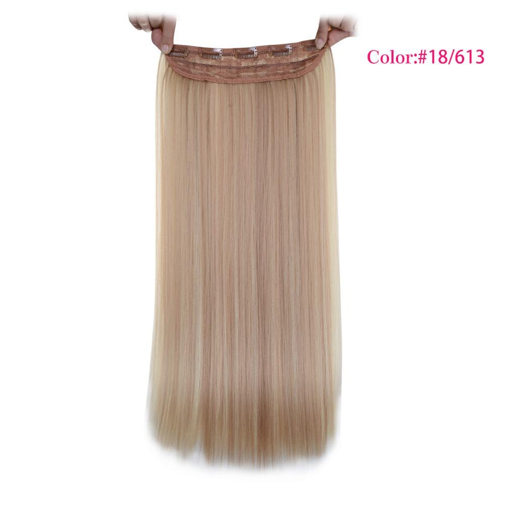 Valen Pruiken 22 inch 5 Clips In Een Stuk Pure Kleur Straight Stijl Haar Clip Op Een Stuk Synthetisch Haar extensions Voor Vrouwen: #18