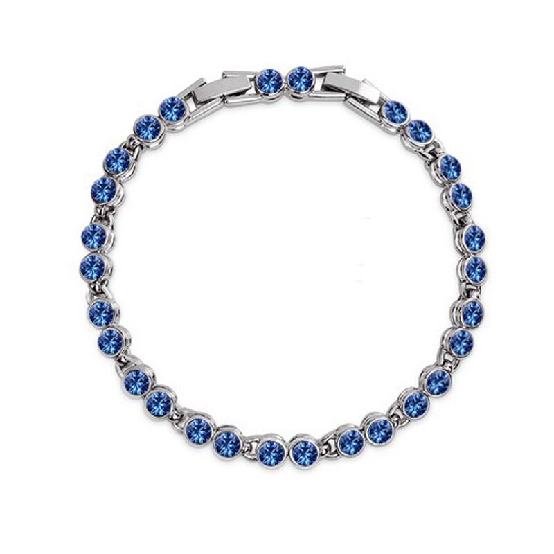 Olsen Twins Luz Azul Rosa Roxo Cristal Zircon Cuff Pulseras Pulseira De Tênis Femme Dropshipping: Blue