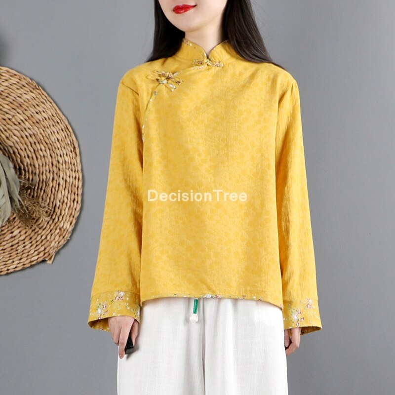 woman's chinese traditional blouse shirt ancient chinese cheongsam qipao blouse tops chinese style cheongsam blouse: color4